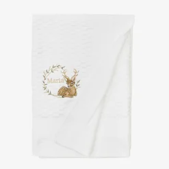 White Cotton Personalised Reindeer Blanket (88cm)
