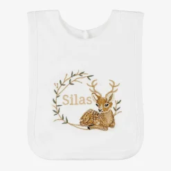 White Cotton Personalised Reindeer Bib