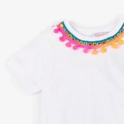 White Cotton Pom-Pom T-Shirt