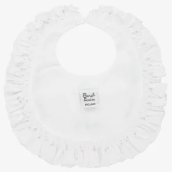 White Hand-Smocked Baby Bib