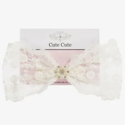 White Lace Bow Headband (24cm)