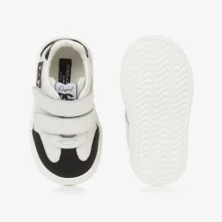 White Leather DG Velcro Baby Trainers
