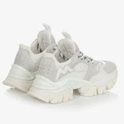 White Leather Lace-Up Trainers