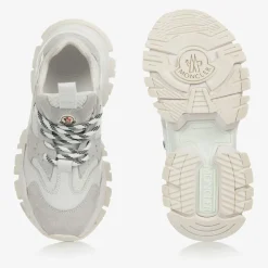 White Leather Lace-Up Trainers