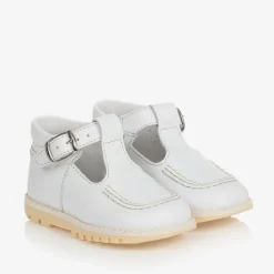 White Leather T-Bar Shoes