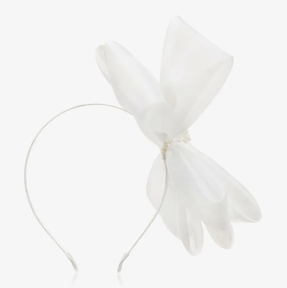 White Organza Bow Hairband
