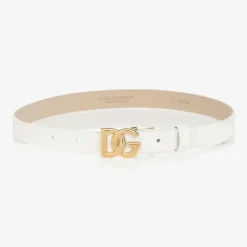 White Patent Leather DG Logo Belt