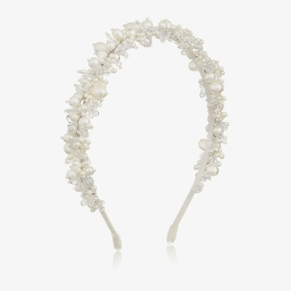 White Pearl & Crystal Hairband