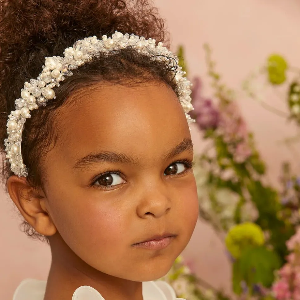White Pearl & Crystal Hairband