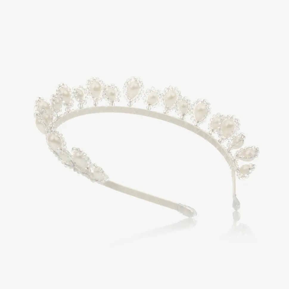 White Pearl & Crystal Tiara