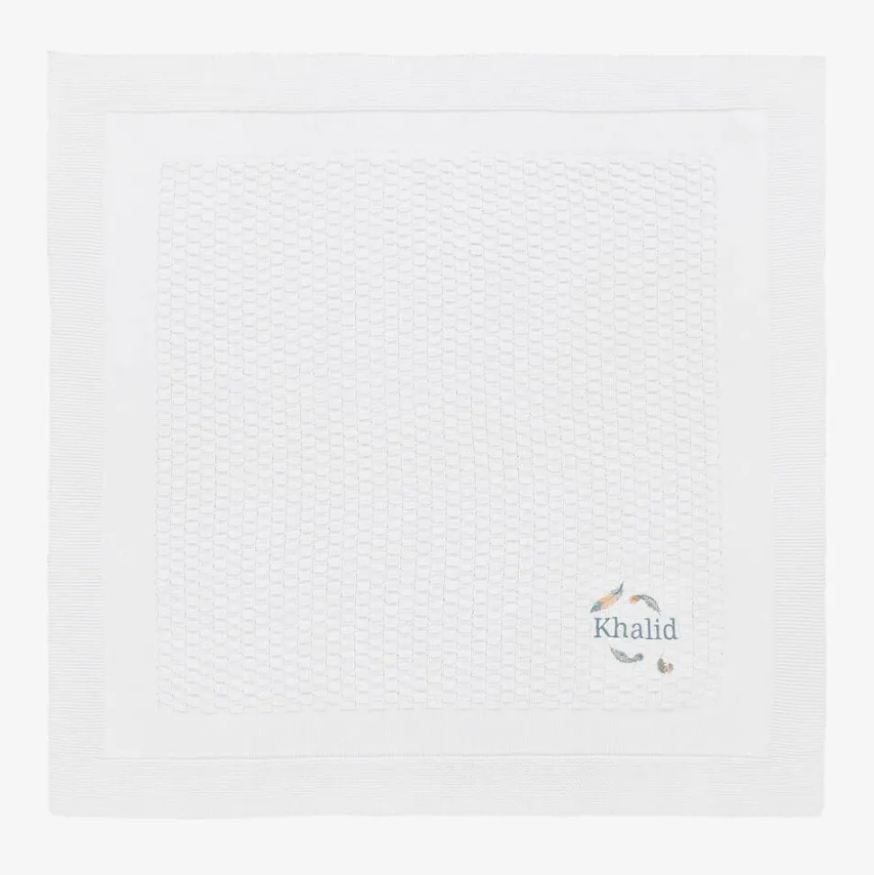 White Personalised Cotton Blanket (88cm)