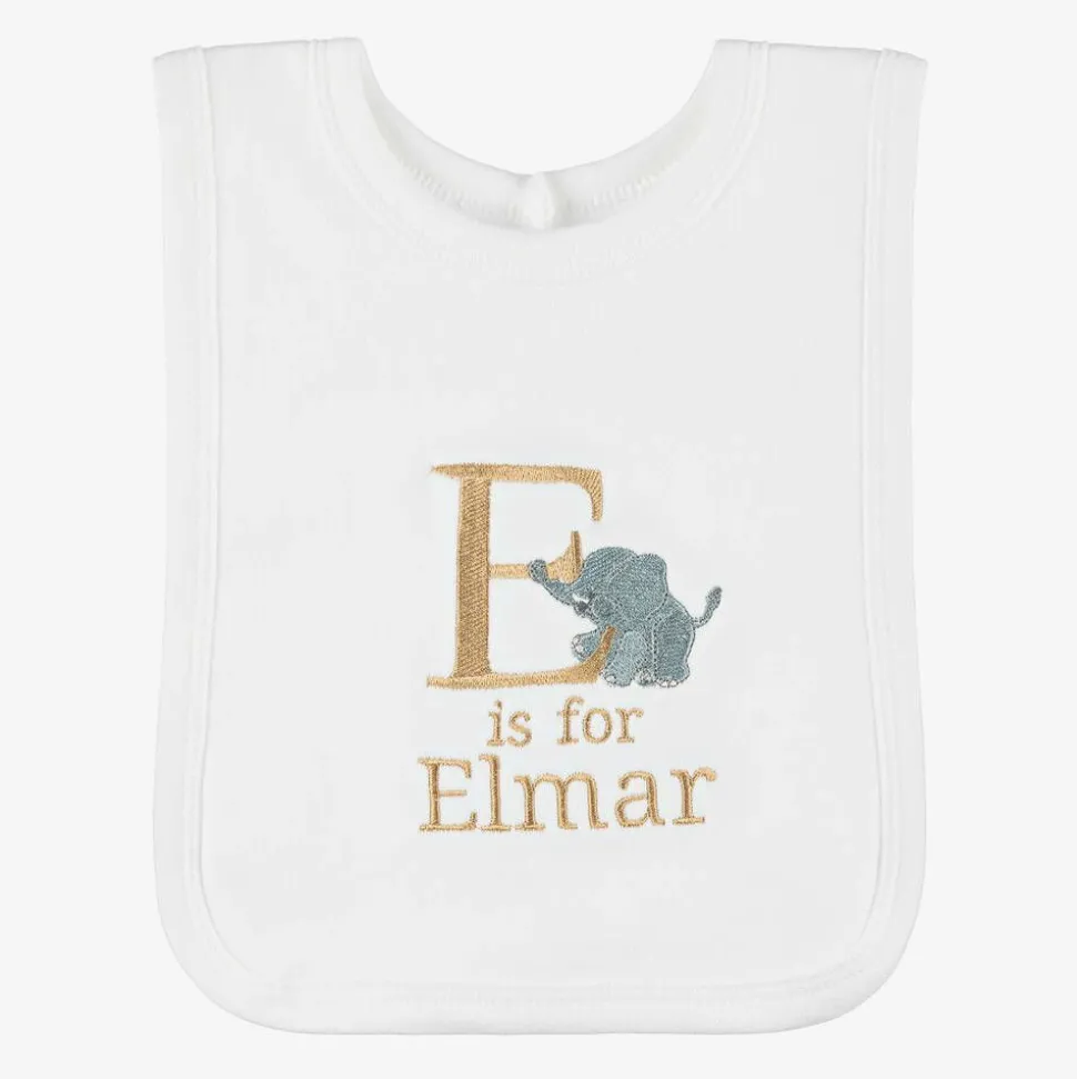 White Personalised 'E' Initial Bib