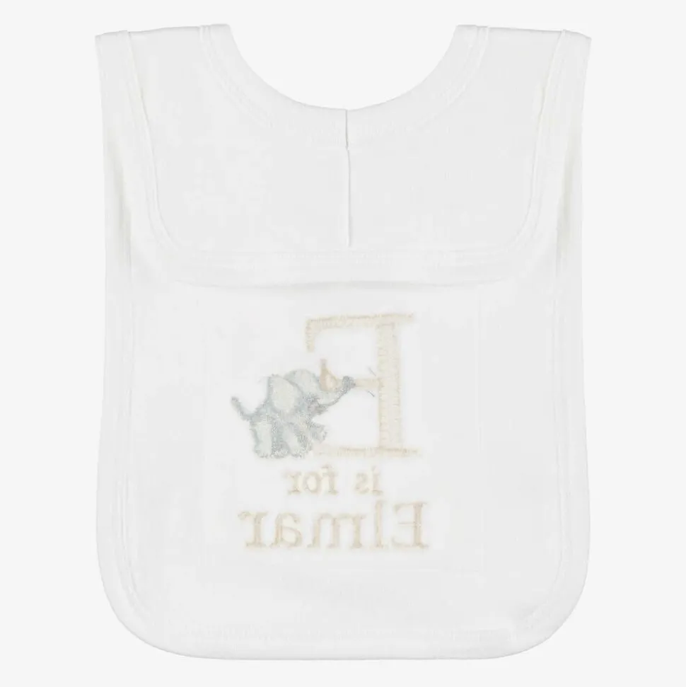 White Personalised 'E' Initial Bib