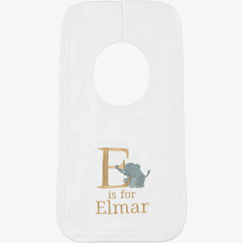 White Personalised 'E' Initial Bib