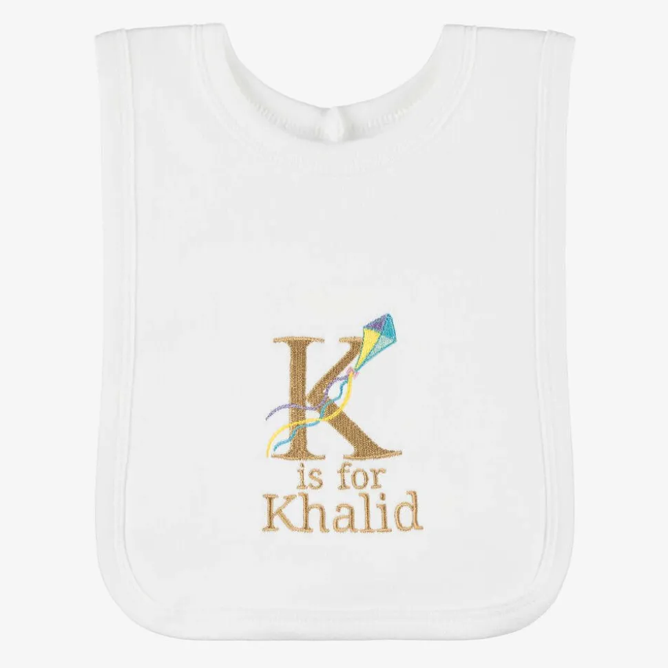 White Personalised 'K' Initial Bib
