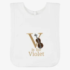White Personalised 'V' Initial Bib