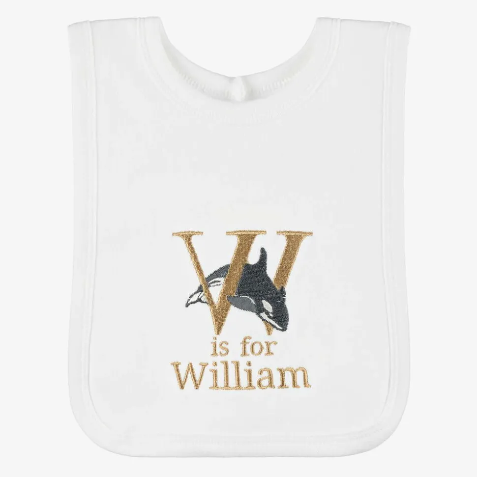 White Personalised 'W' Initial Bib
