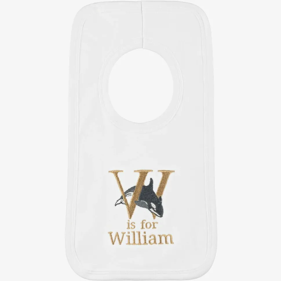 White Personalised 'W' Initial Bib