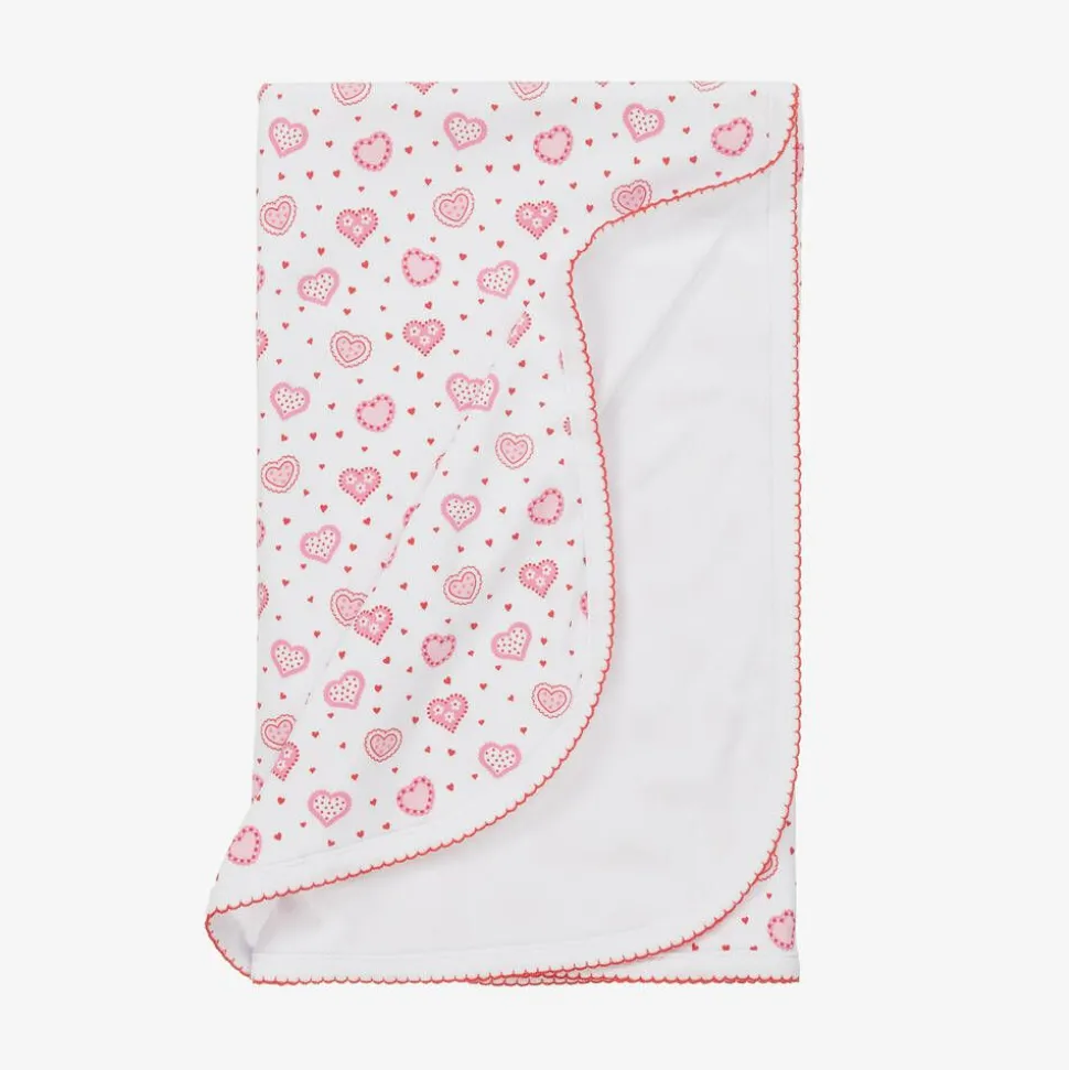 White Pima Cotton Heartfelt Hearts Blanket (73cm)