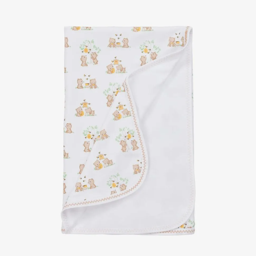 White Pima Cotton Honey Bear Cubs Blanket (73cm)