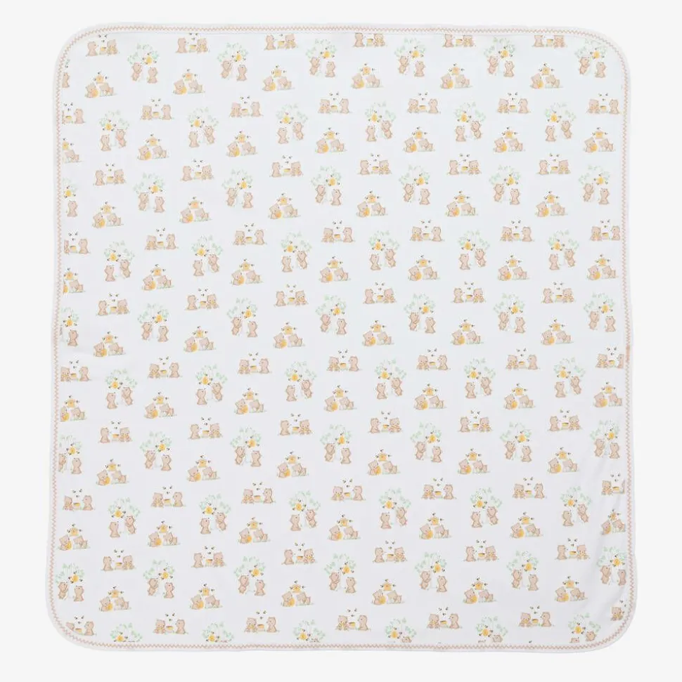 White Pima Cotton Honey Bear Cubs Blanket (73cm)