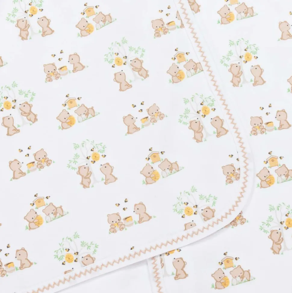 White Pima Cotton Honey Bear Cubs Blanket (73cm)