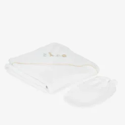 White Safari Squad Hooded Towel & Mitt Set