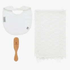 White Shawl & Bib Baby Gift Set