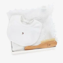 White Shawl & Bib Baby Gift Set