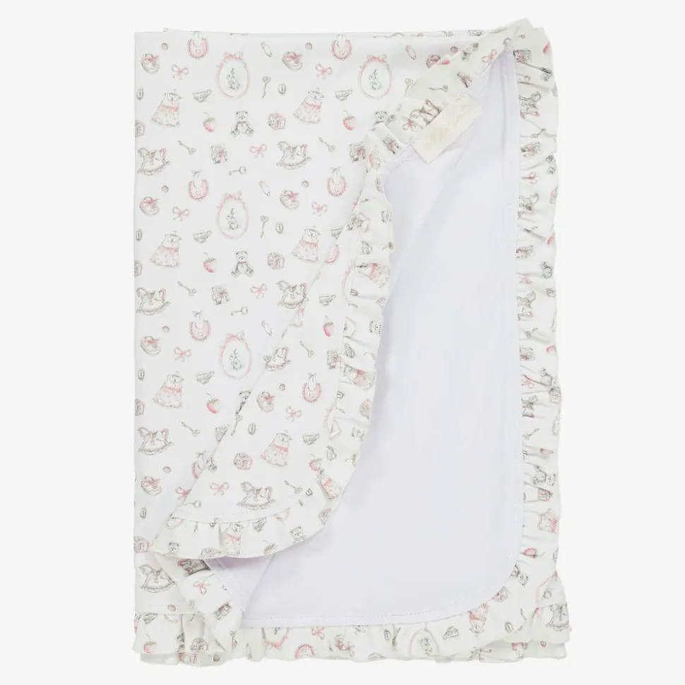 White Supima Cotton Delicate Pink Blanket (80cm)