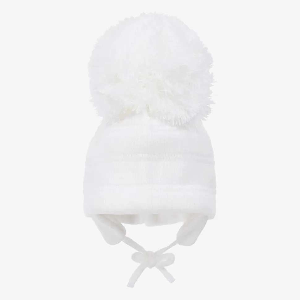 White Tuva Giant Pom-Pom Hat