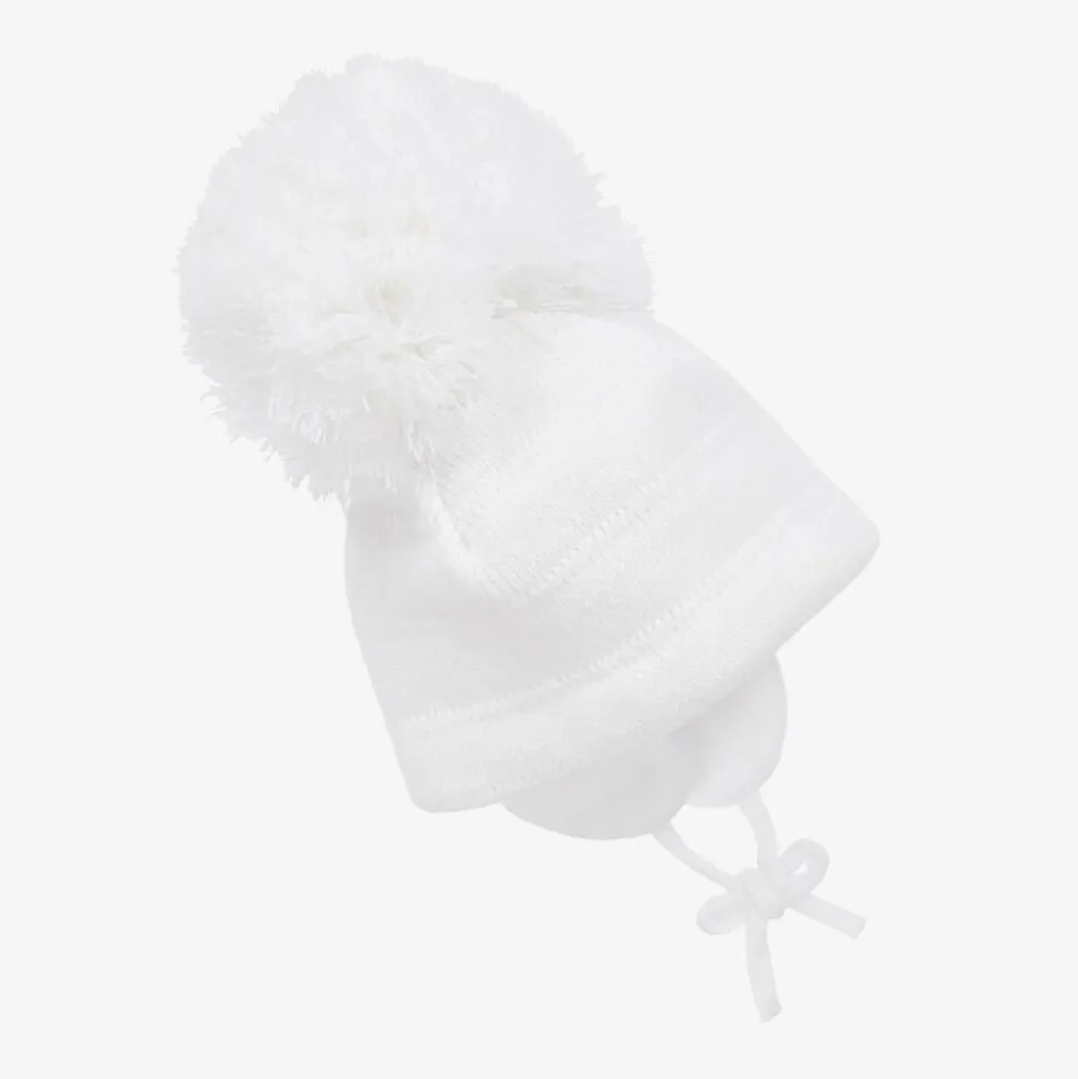 White Tuva Giant Pom-Pom Hat