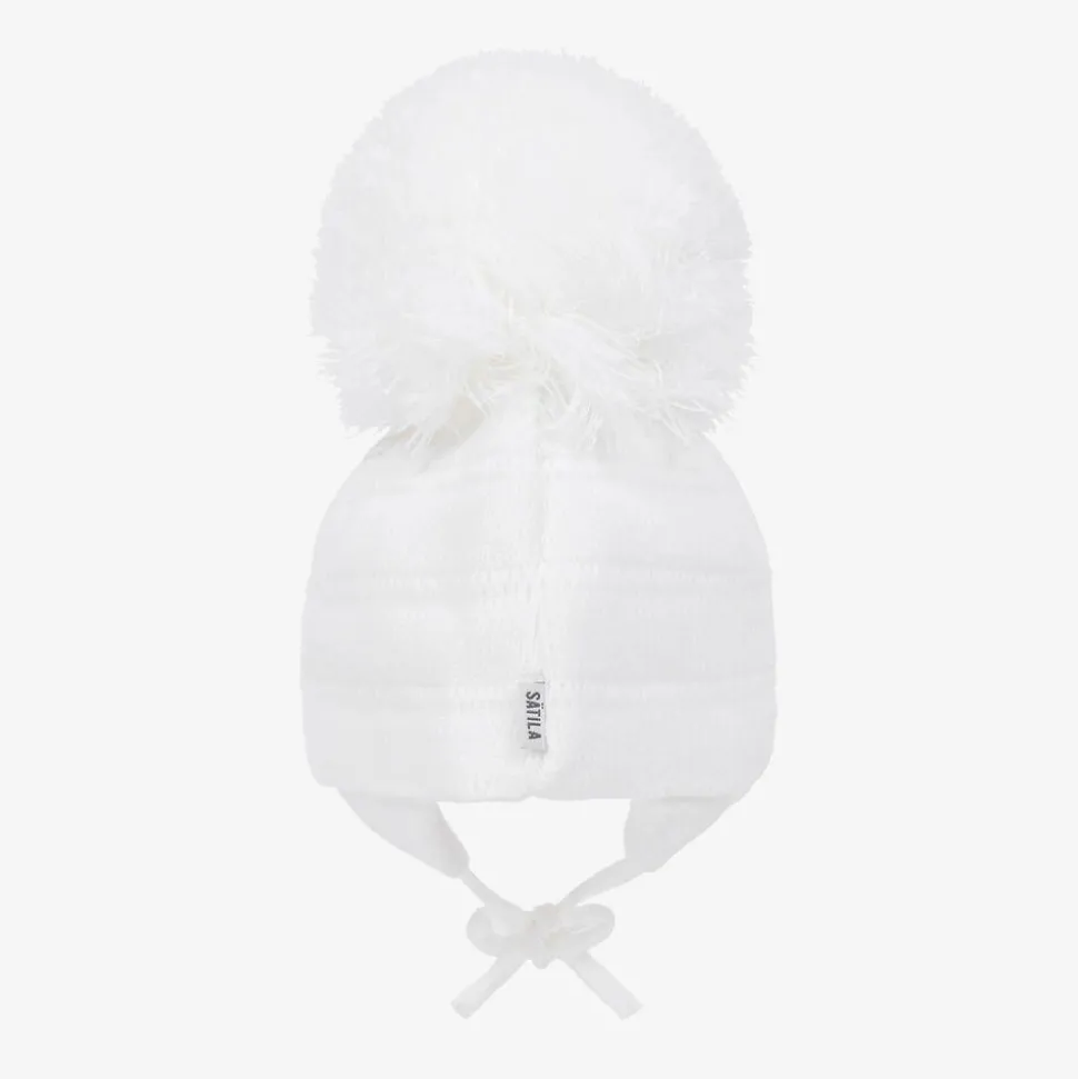 White Tuva Giant Pom-Pom Hat