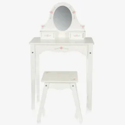 White Wooden Dressing Table & Stool Set (95cm)