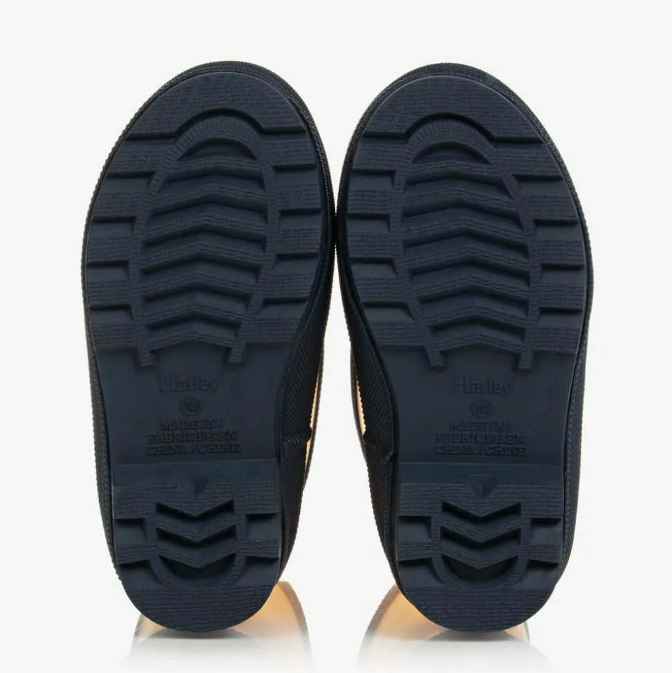 Yellow & Navy Blue Rain Boots