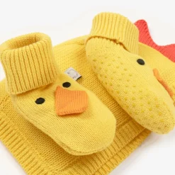 Yellow Cotton Chick Bonnet Set